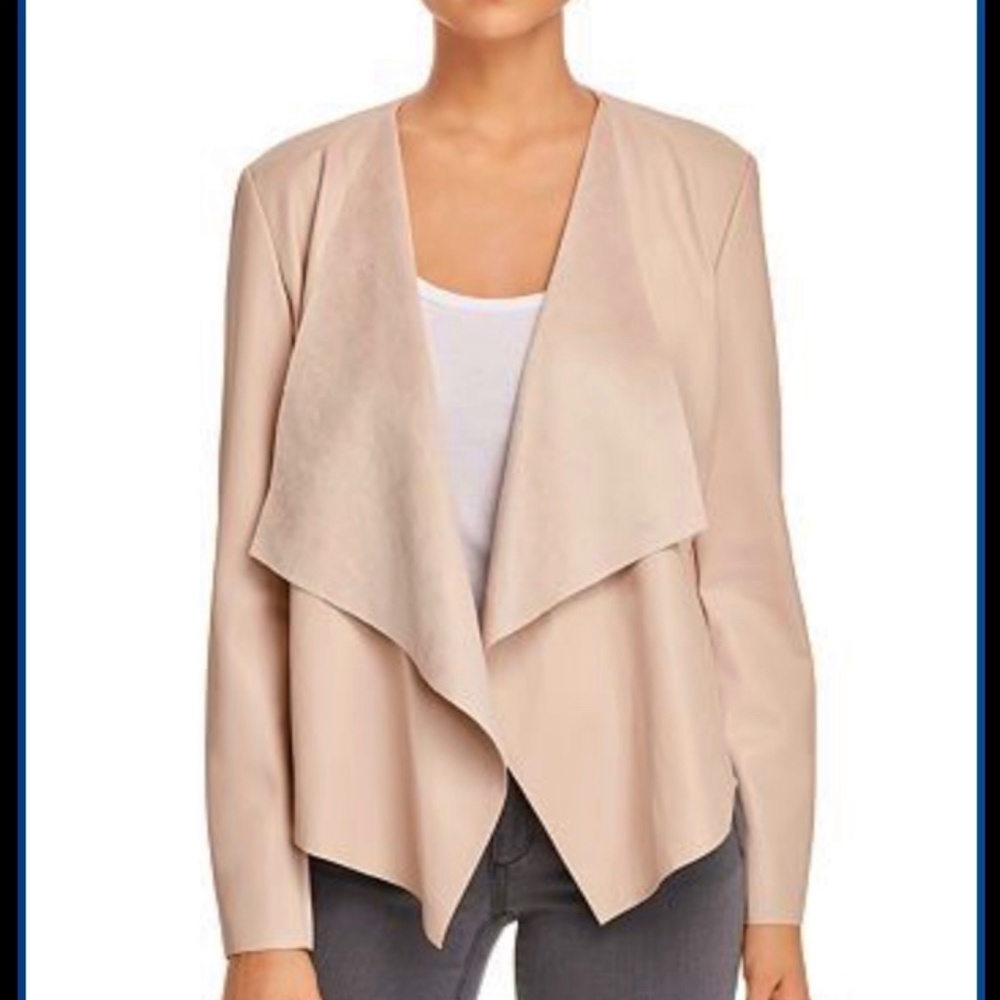 ** SOLD ** Brand New Bagatelle Blush Pink Faux Leather Drape Front Jacket. M